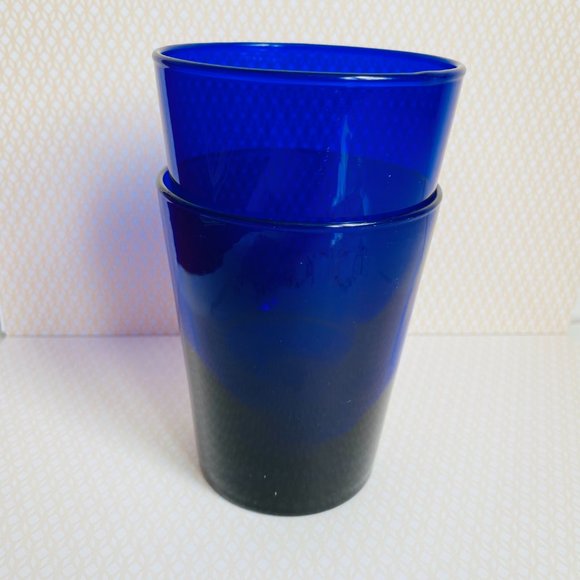 Libbey Dining Vintage Libbey Cobalt Blue Tumbler Drinking Glasses 4